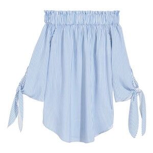 H&M Off-the-shoulder Blue and White Stripe Top